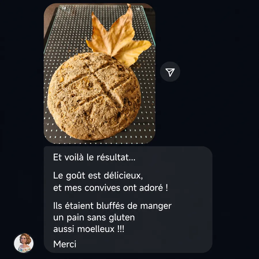 Message réel d'une cliente