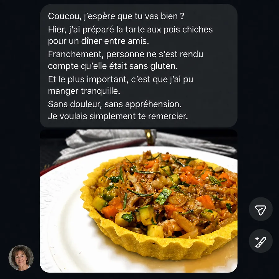 Message réel d'une cliente