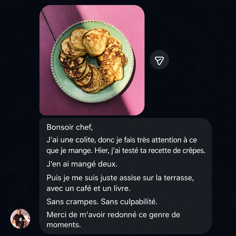 Message réel d'une cliente