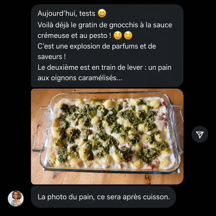Message réel d'une cliente