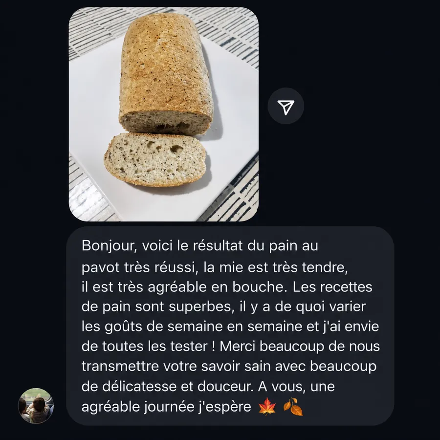 Message réel d'une cliente